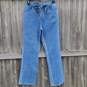 Newport News Y2K Jeans Vintage Coquette 6 Petite Tie Waist Jeanology Collection
